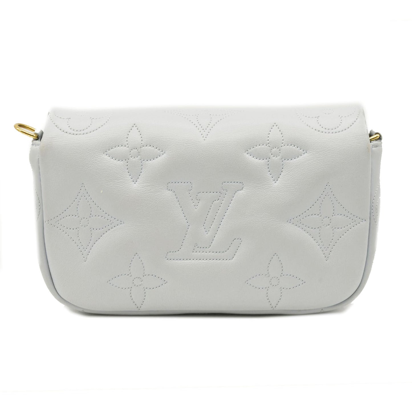 Louis Vuitton Calfskin Bubblegram Wallet On Strap Ice Blue