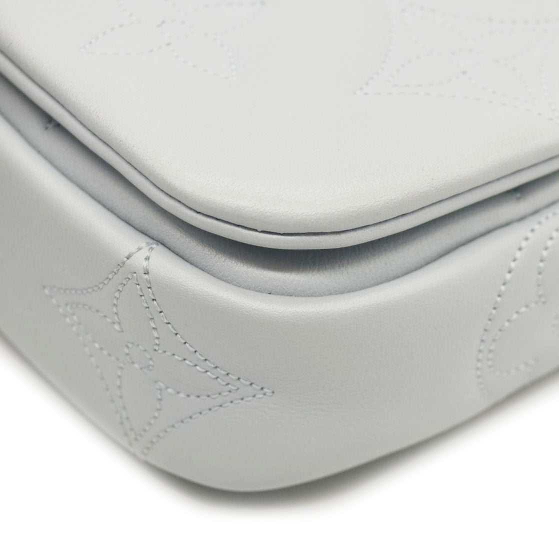 Louis Vuitton Calfskin Bubblegram Wallet On Strap Ice Blue