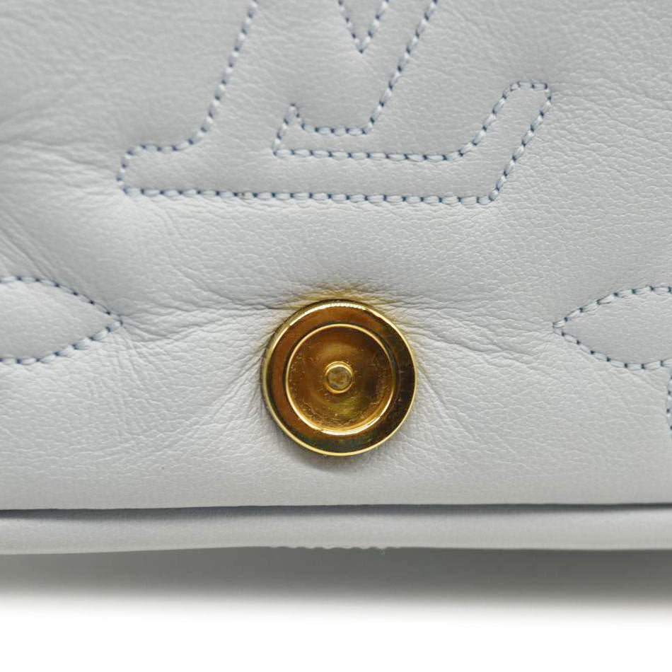 Louis Vuitton Calfskin Bubblegram Wallet On Strap Ice Blue