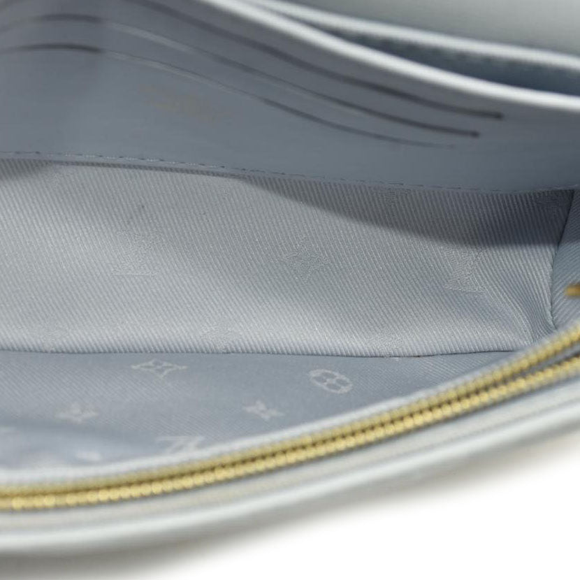 Louis Vuitton Calfskin Bubblegram Wallet On Strap Ice Blue
