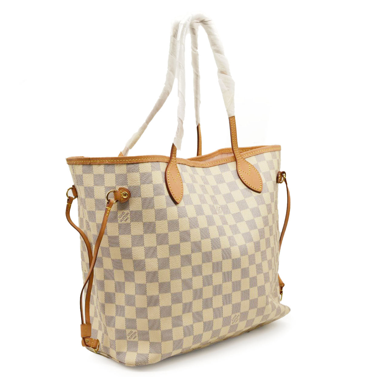 USED Louis Vuitton Damier Azur Neo Neverfull MM Rose Ballerine