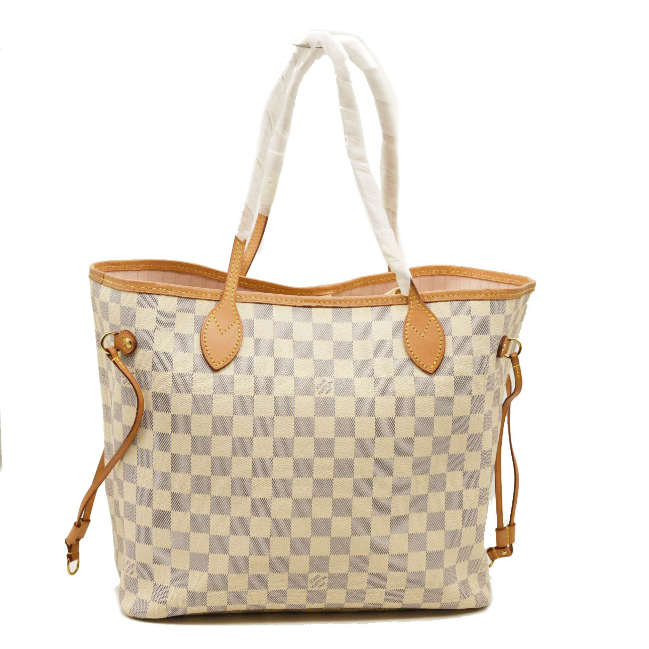 USED Louis Vuitton Damier Azur Neo Neverfull MM Rose Ballerine