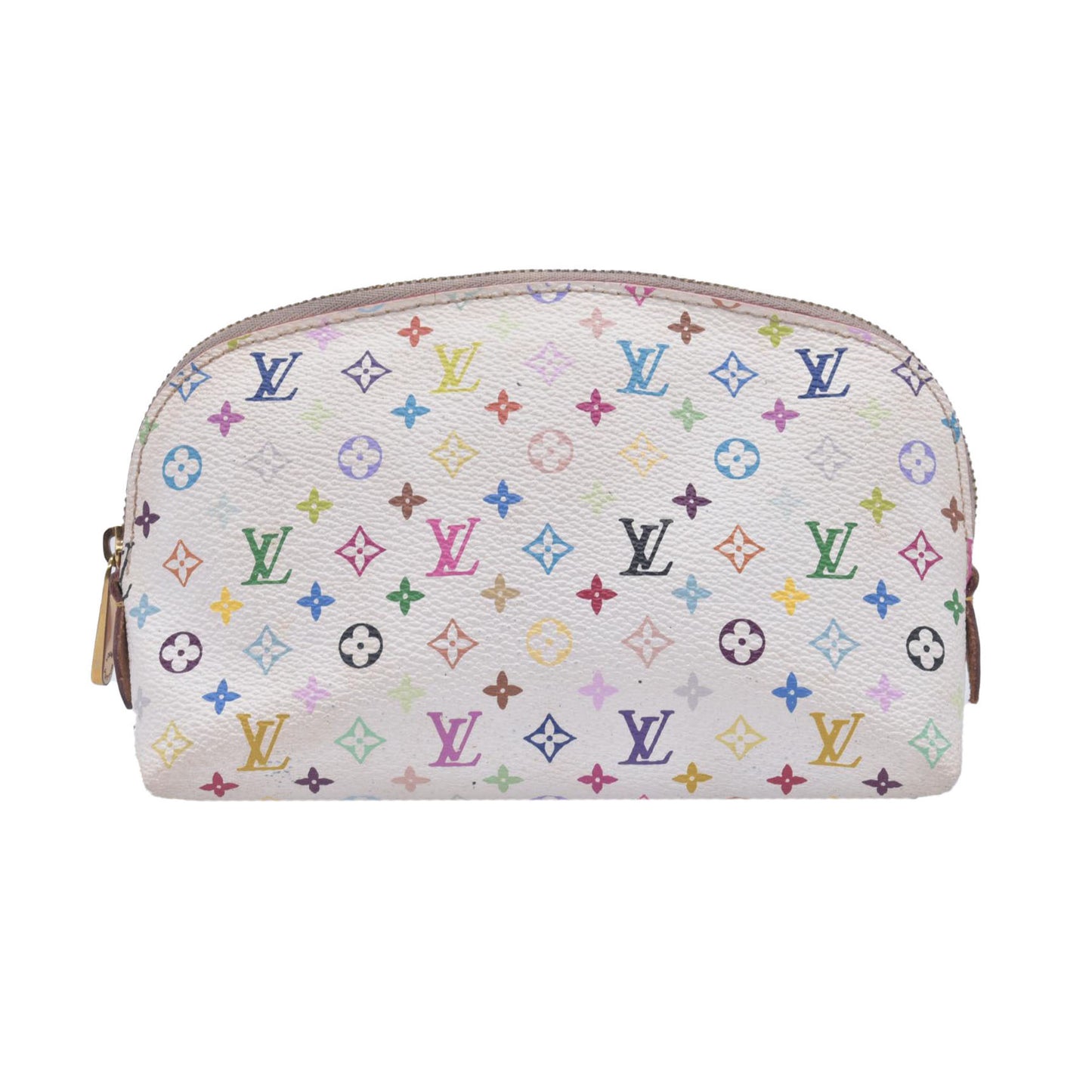 $625 2012 LOUIS VUITTON Monogram Multicolor Cosmetic Pouch White Litchi 2172