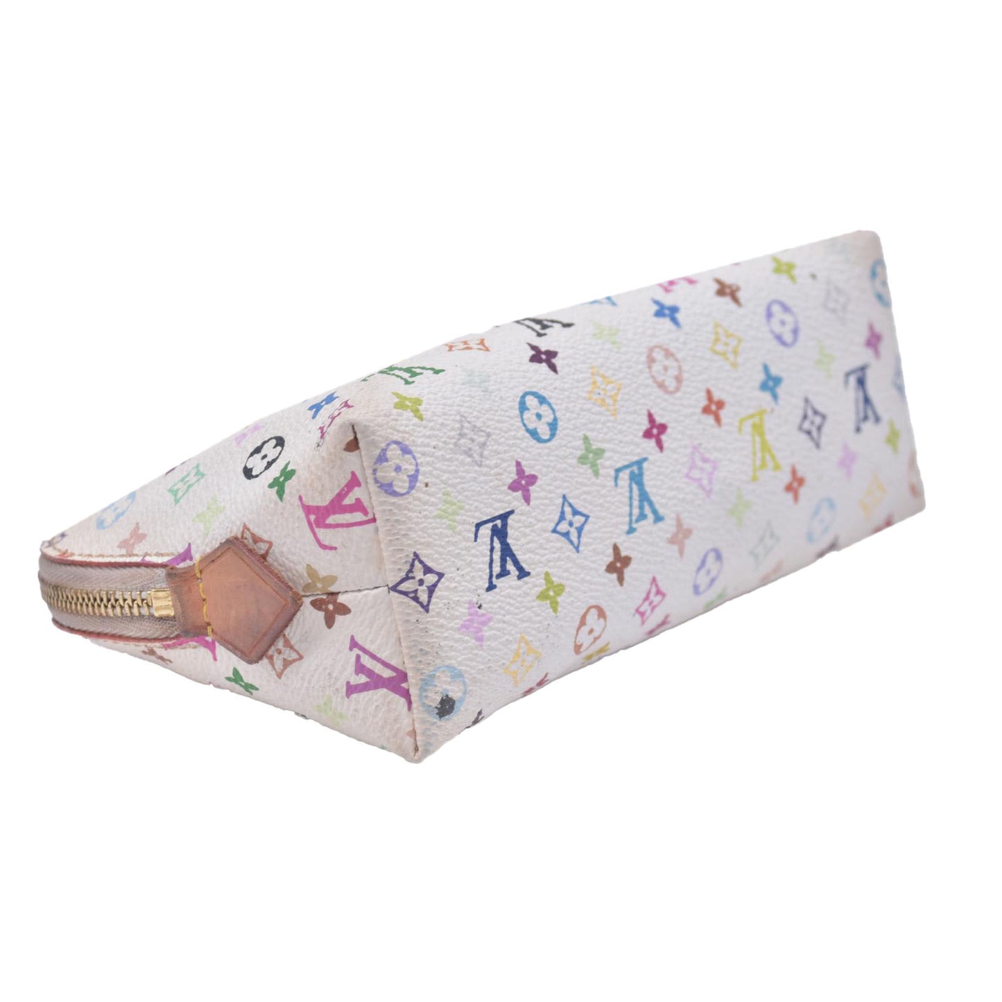 $625 2012 LOUIS VUITTON Monogram Multicolor Cosmetic Pouch White Litchi 2172