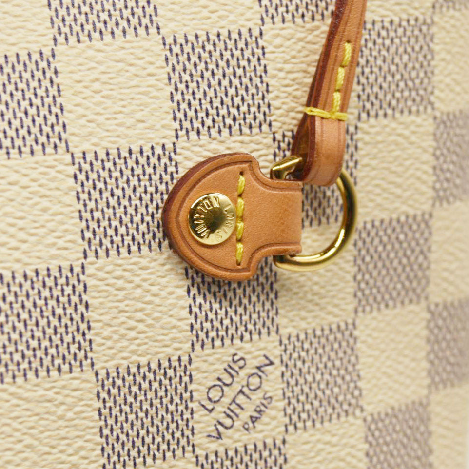 USED Louis Vuitton Damier Azur Neo Neverfull MM Rose Ballerine