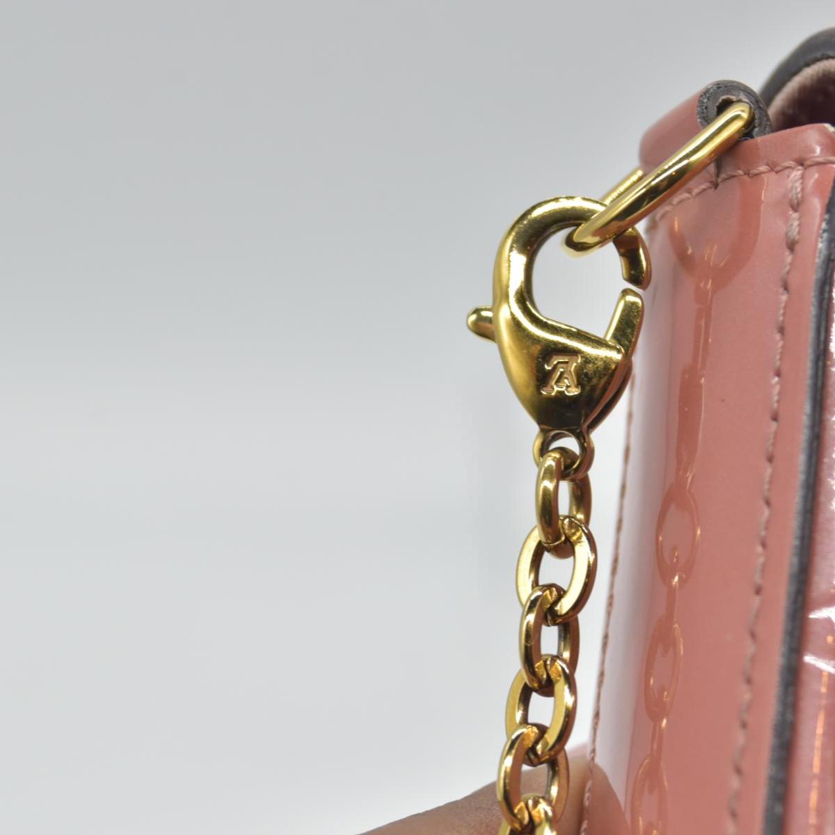 $1460 2018 Louis Vuitton Vernis Valentine Dog Pochette Felicie Chain Wallet Pink TJ0148