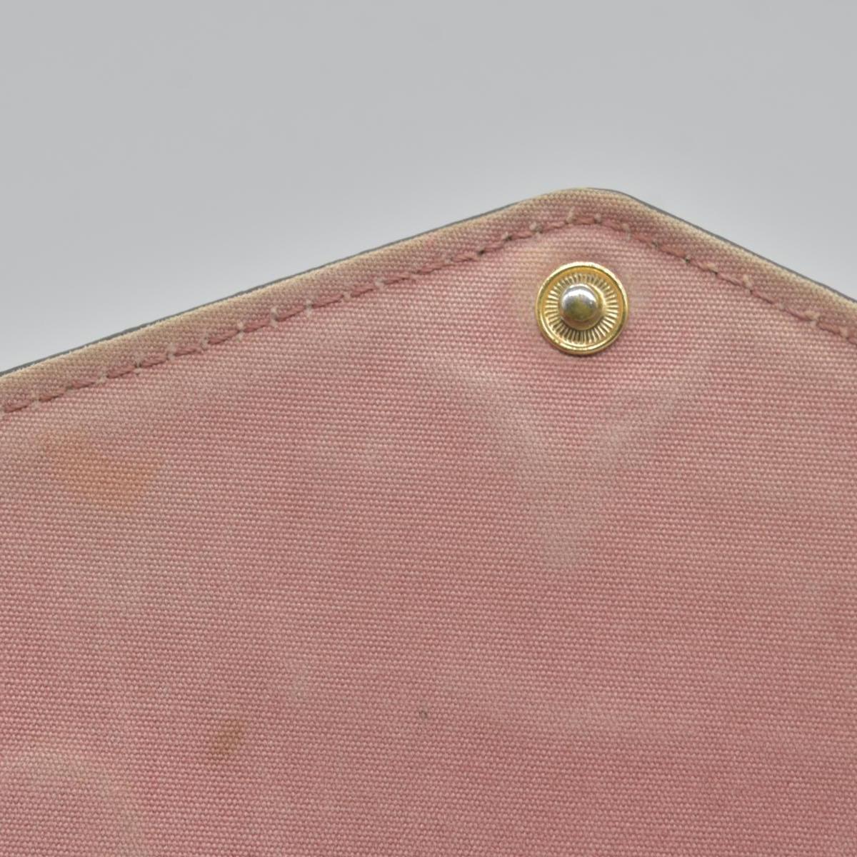 $1460 2018 Louis Vuitton Vernis Valentine Dog Pochette Felicie Chain Wallet Pink TJ0148