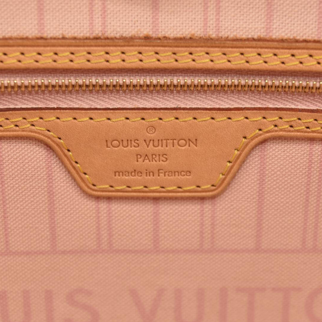 USED Louis Vuitton Damier Azur Neo Neverfull MM Rose Ballerine
