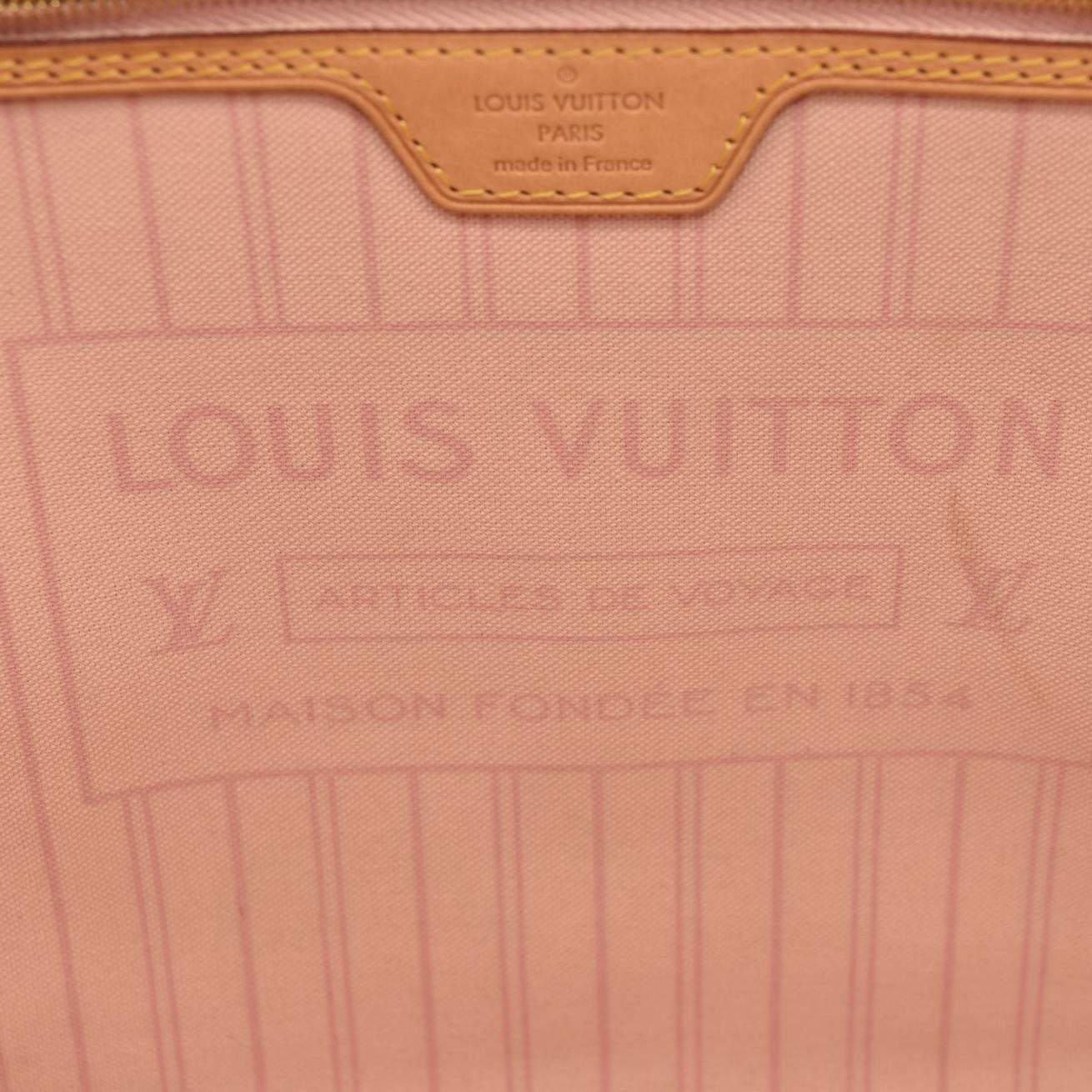 USED Louis Vuitton Damier Azur Neo Neverfull MM Rose Ballerine