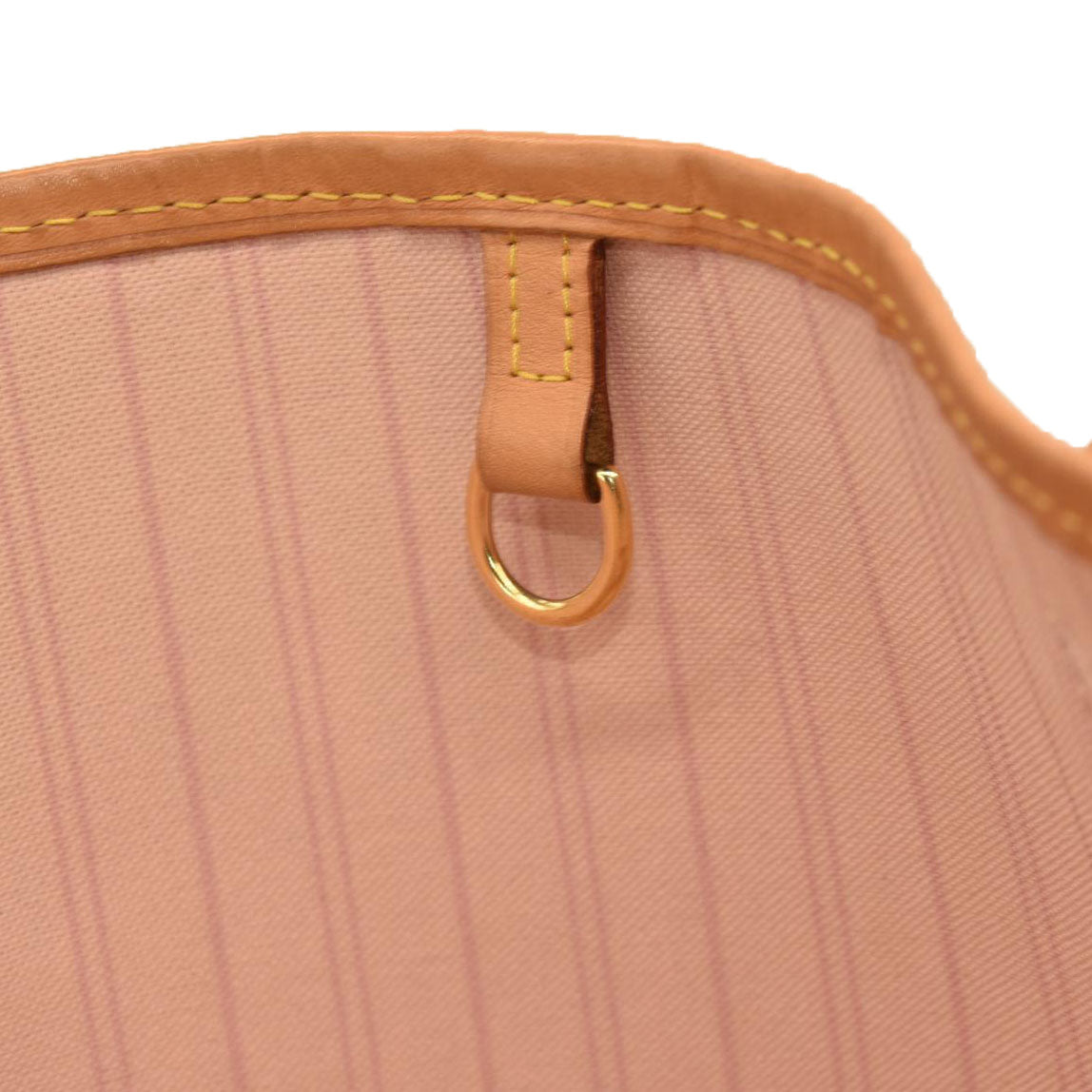 USED Louis Vuitton Damier Azur Neo Neverfull MM Rose Ballerine