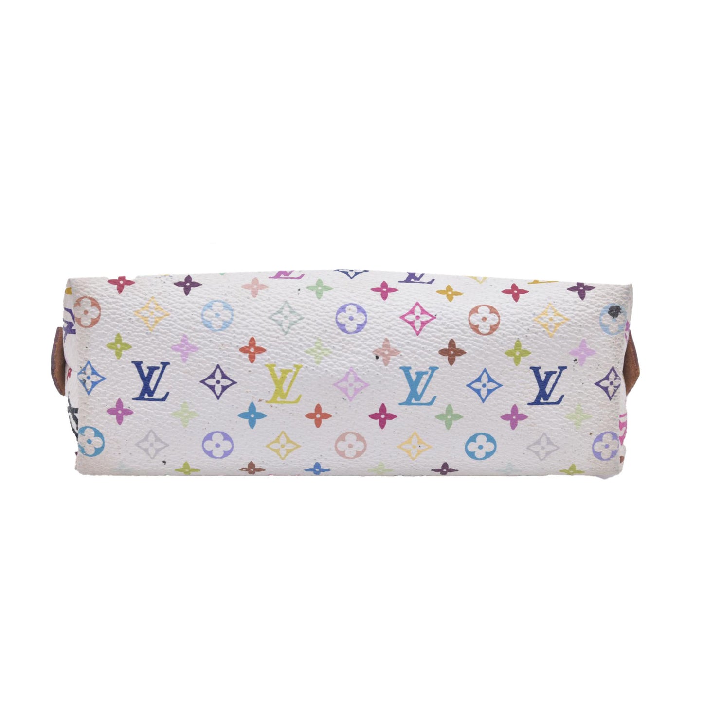 $625 2012 LOUIS VUITTON Monogram Multicolor Cosmetic Pouch White Litchi 2172
