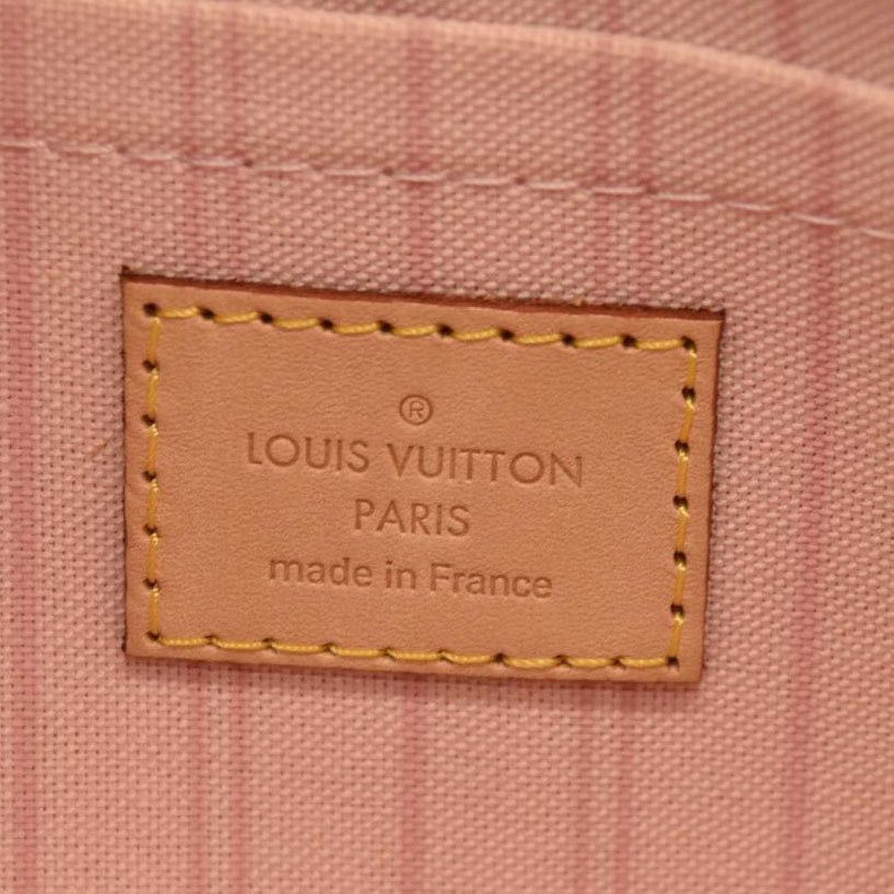 USED Louis Vuitton Damier Azur Neo Neverfull MM Rose Ballerine