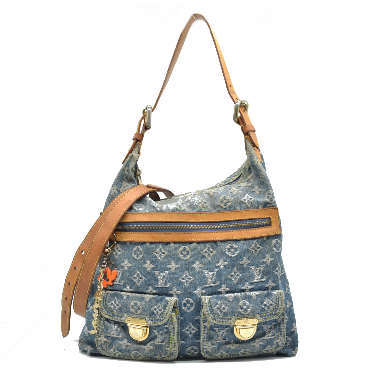 $2280 Louis Vuitton Denim Baggy GM Blue DAMAGED CONSIGNMENT 2005