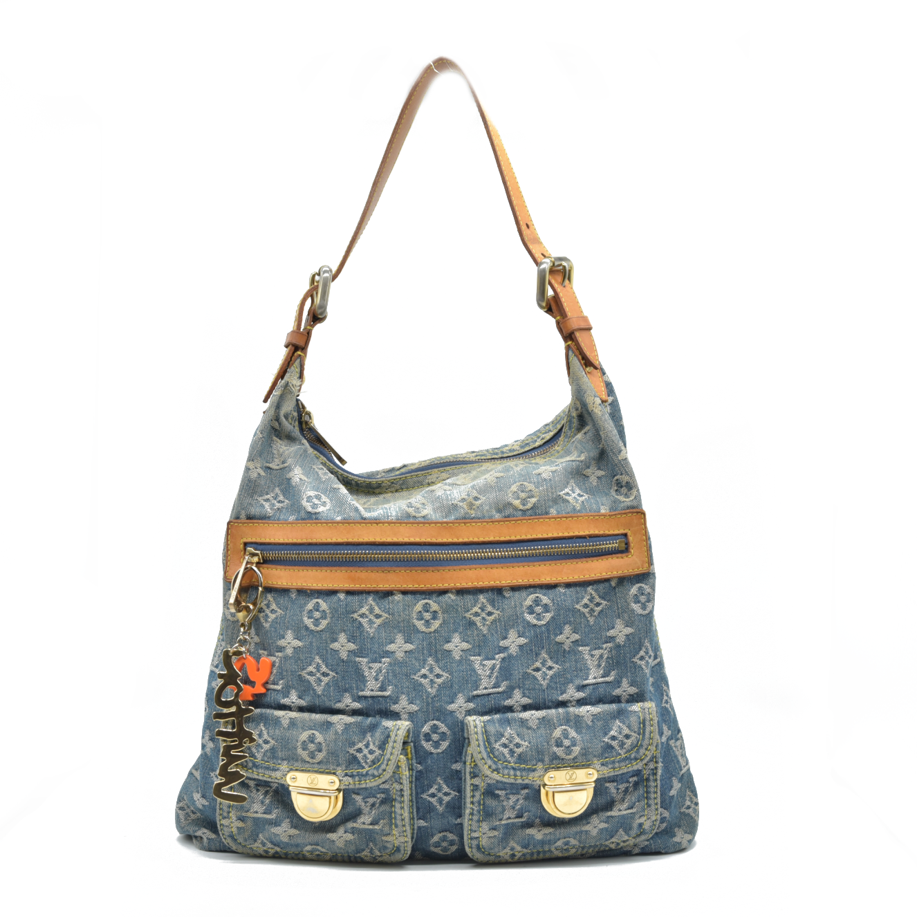 $2280 Louis Vuitton Denim Baggy GM Blue DAMAGED CONSIGNMENT 2005