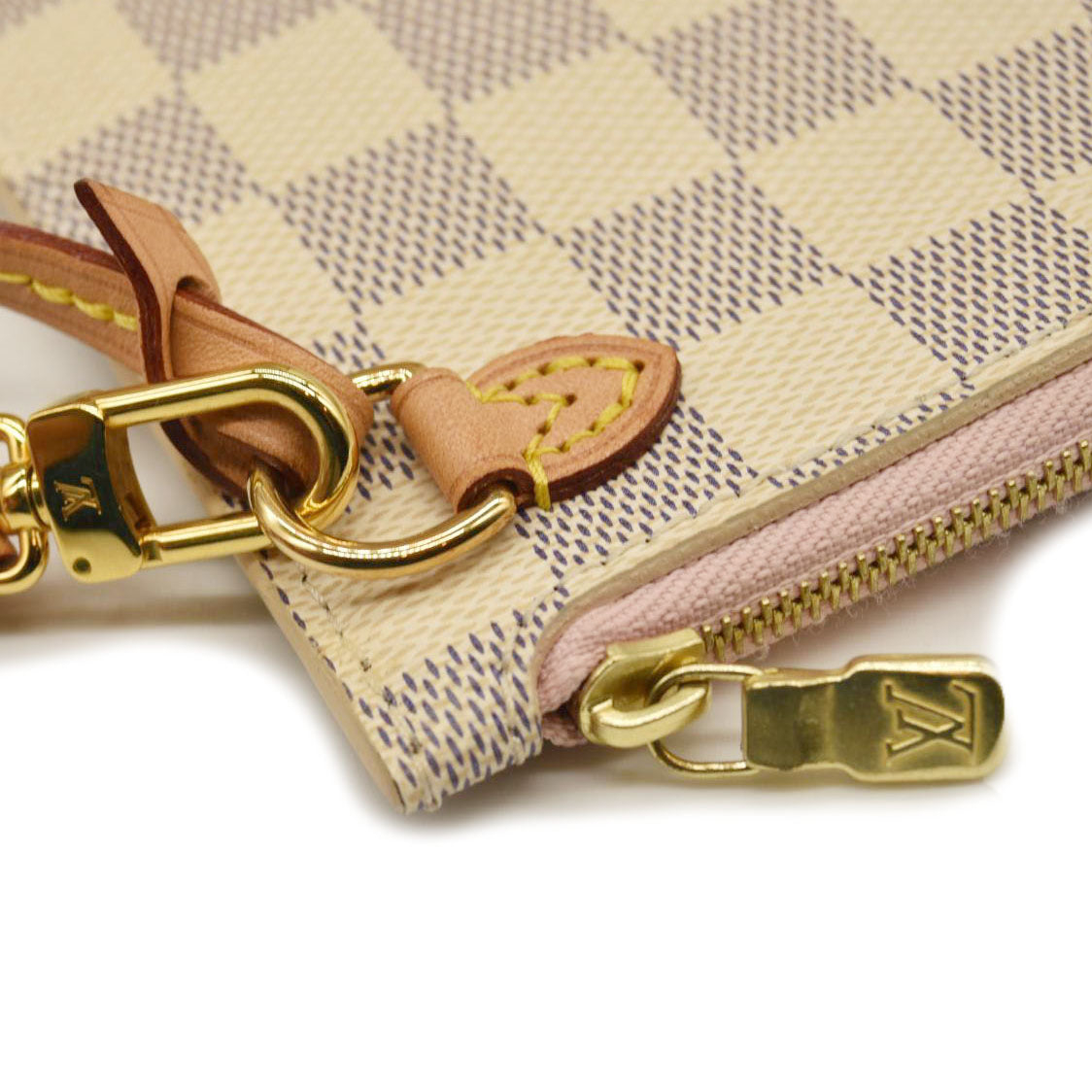 USED Louis Vuitton Damier Azur Neo Neverfull MM Rose Ballerine