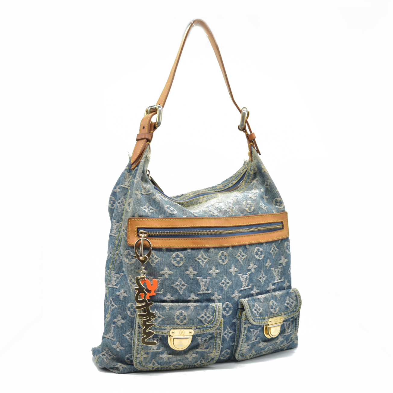 $2280 Louis Vuitton Denim Baggy GM Blue DAMAGED CONSIGNMENT 2005