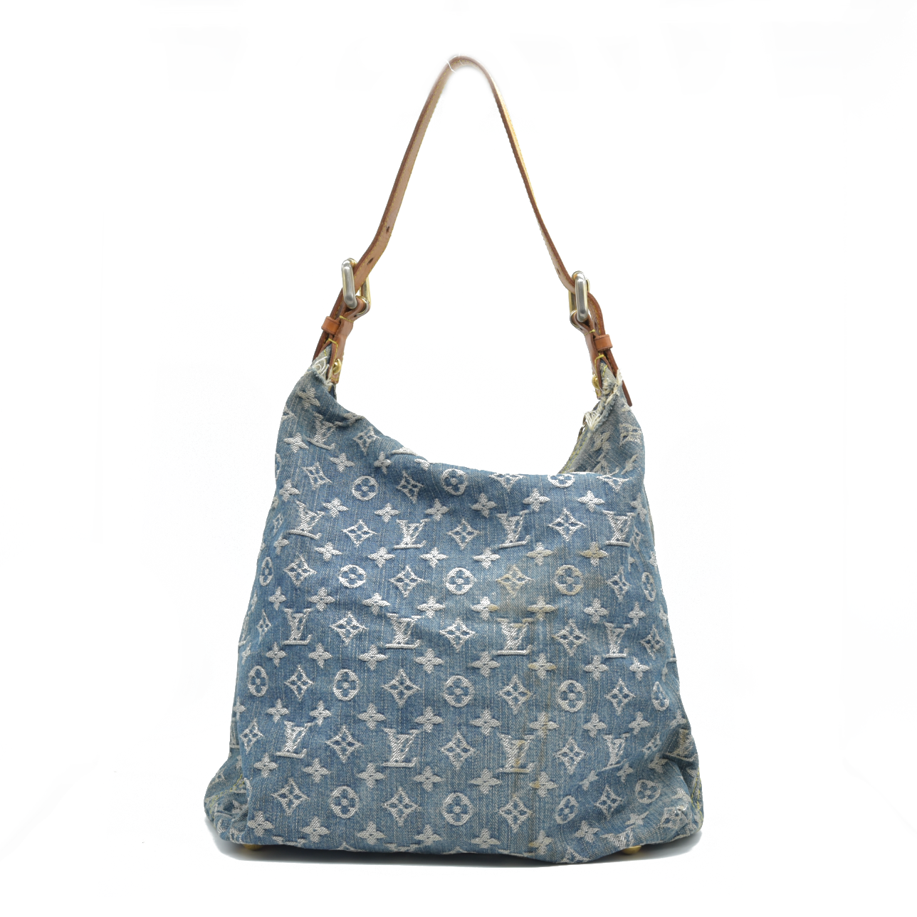 $2280 Louis Vuitton Denim Baggy GM Blue DAMAGED CONSIGNMENT 2005