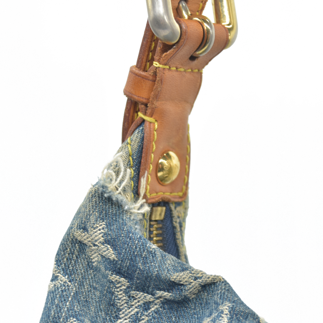 $2280 Louis Vuitton Denim Baggy GM Blue DAMAGED CONSIGNMENT 2005