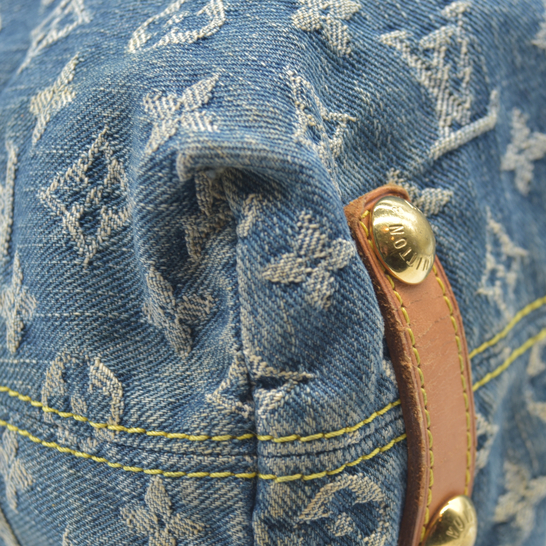 $2280 Louis Vuitton Denim Baggy GM Blue DAMAGED CONSIGNMENT 2005