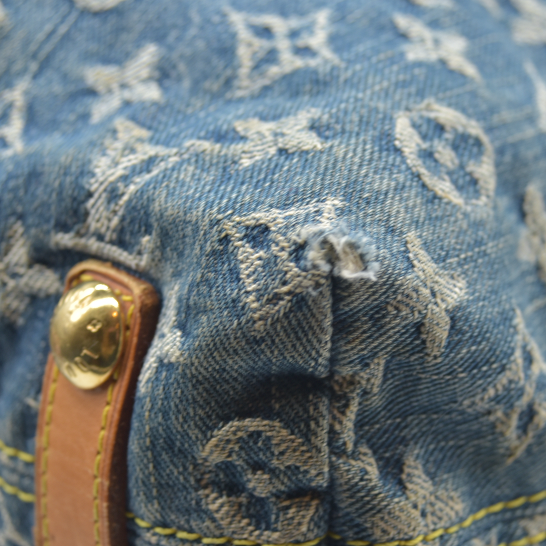 $2280 Louis Vuitton Denim Baggy GM Blue DAMAGED CONSIGNMENT 2005