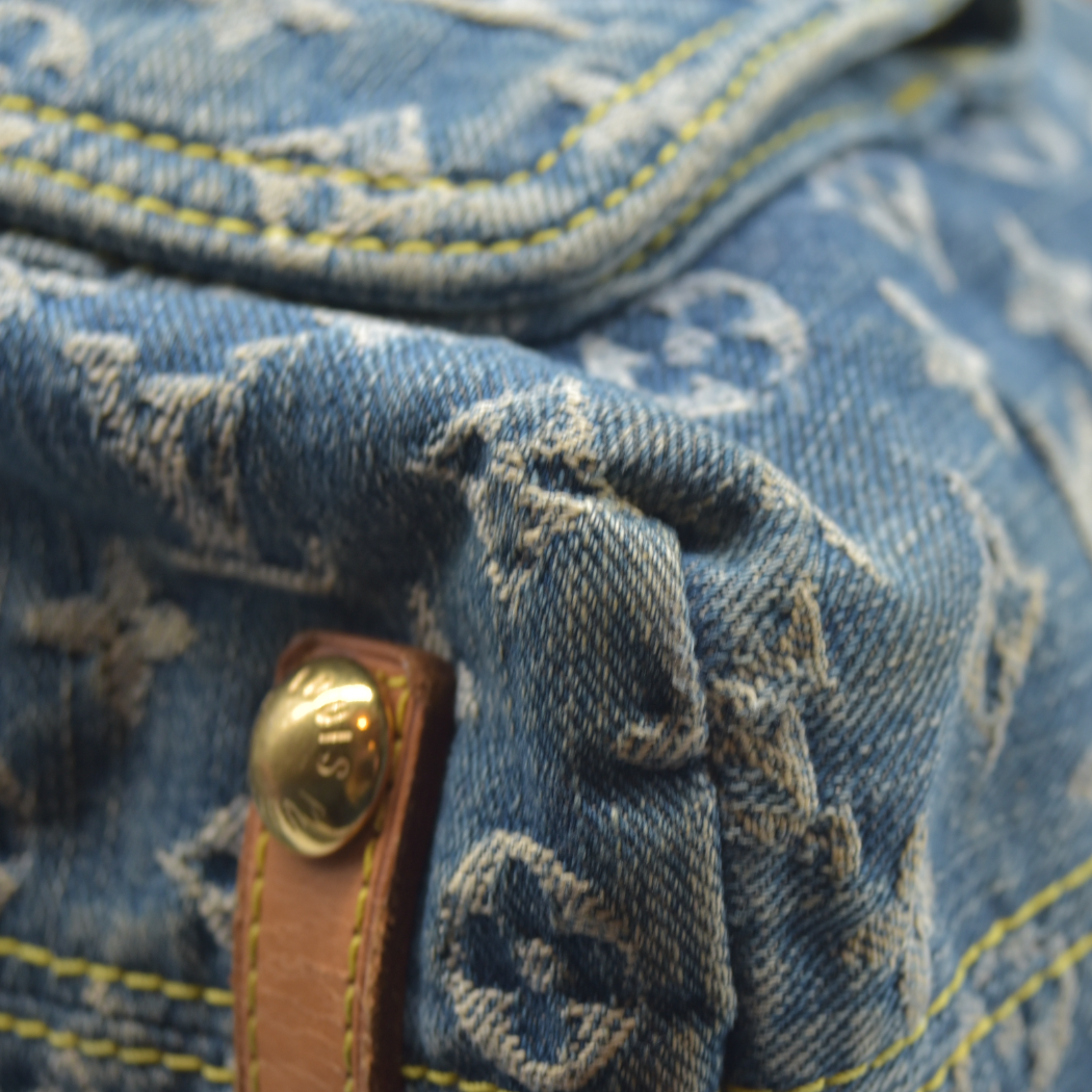 $2280 Louis Vuitton Denim Baggy GM Blue DAMAGED CONSIGNMENT 2005
