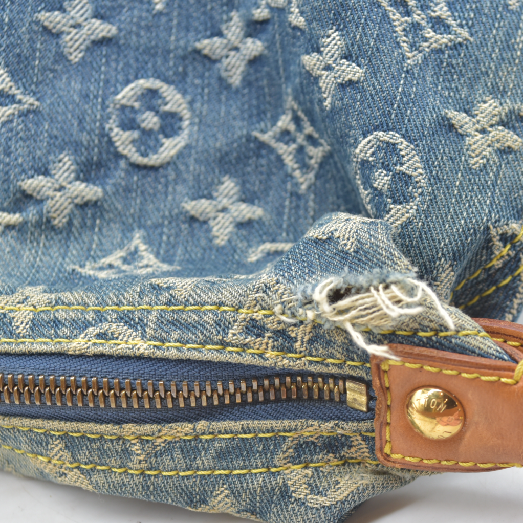 $2280 Louis Vuitton Denim Baggy GM Blue DAMAGED CONSIGNMENT 2005