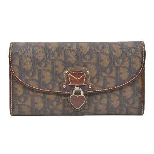 CONSIGNMENT Dior Brown Oblique Coated Canvas and Leather Romantic Continental Wallet