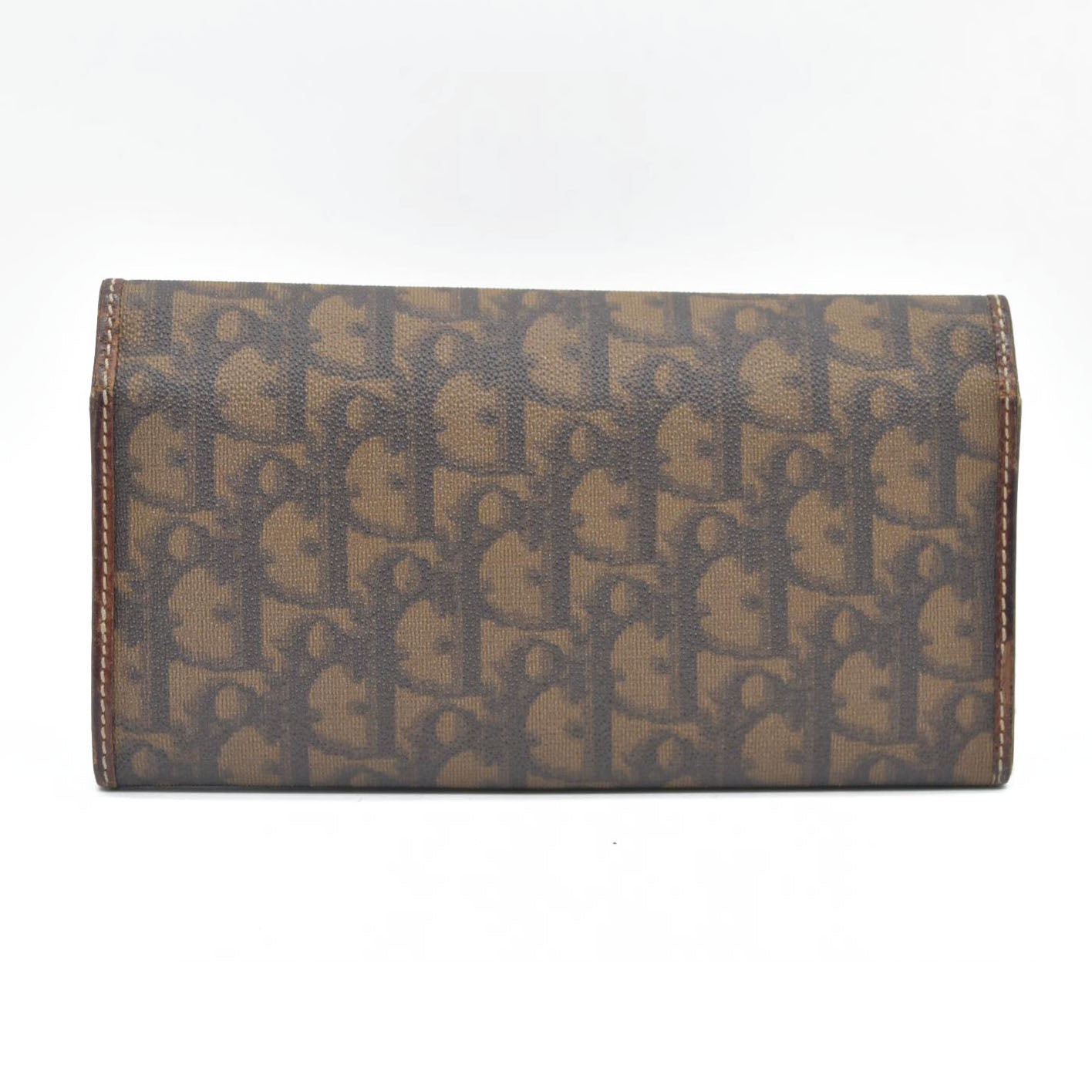 CONSIGNMENT Dior Brown Oblique Coated Canvas and Leather Romantic Continental Wallet