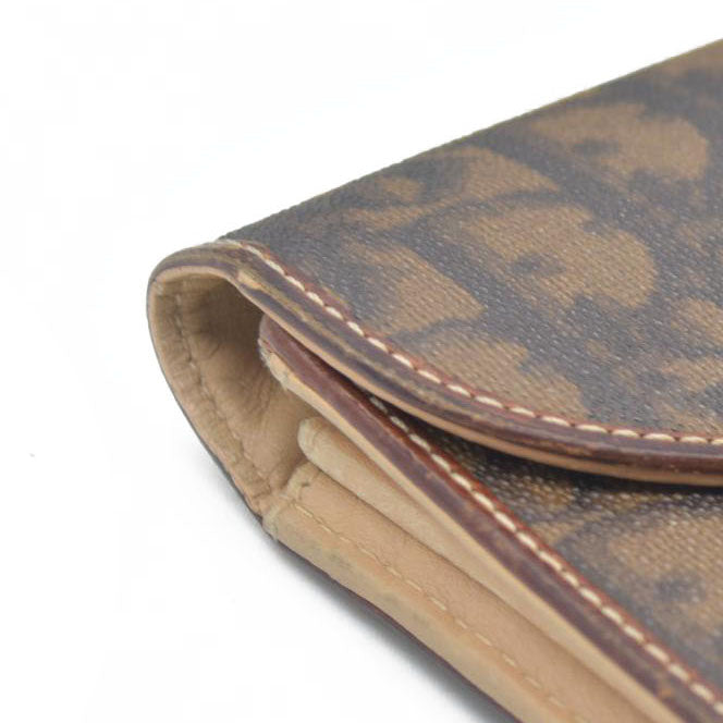 CONSIGNMENT Dior Brown Oblique Coated Canvas and Leather Romantic Continental Wallet