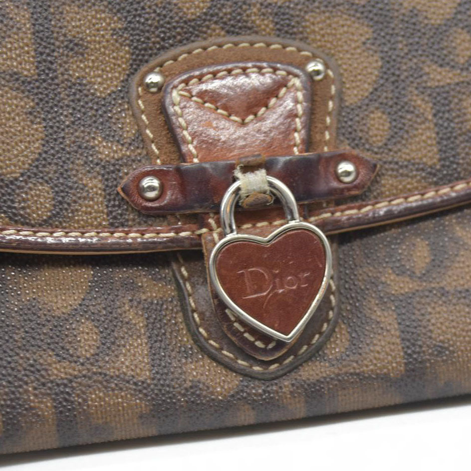 CONSIGNMENT Dior Brown Oblique Coated Canvas and Leather Romantic Continental Wallet