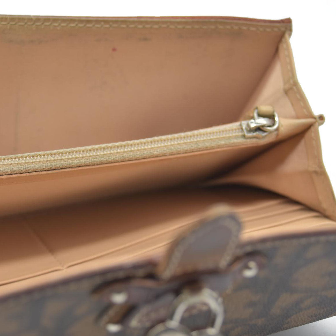 CONSIGNMENT Dior Brown Oblique Coated Canvas and Leather Romantic Continental Wallet