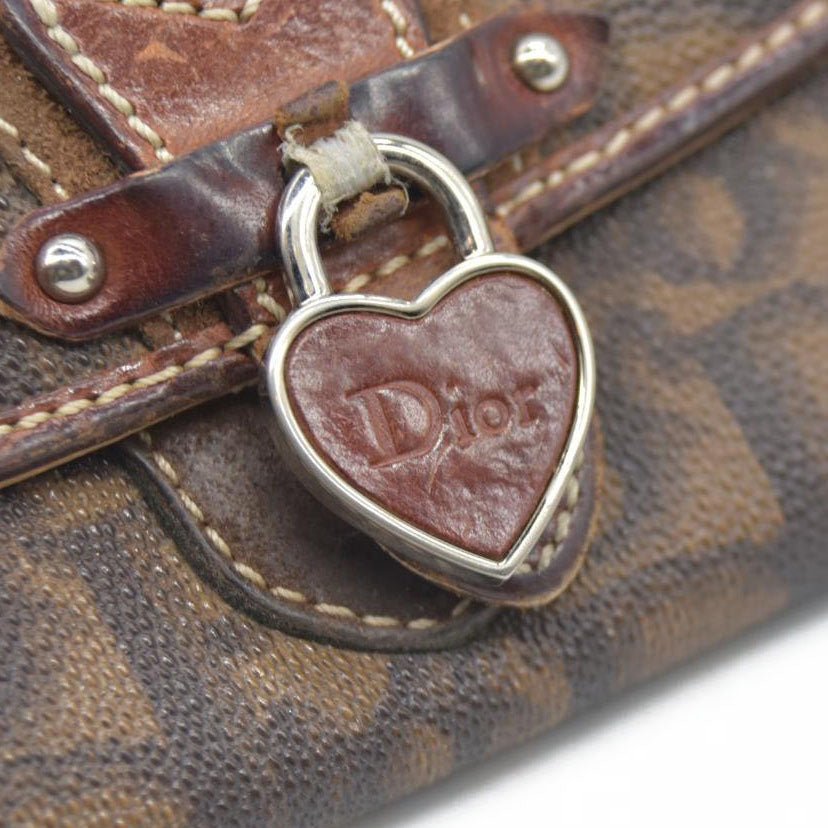 CONSIGNMENT Dior Brown Oblique Coated Canvas and Leather Romantic Continental Wallet
