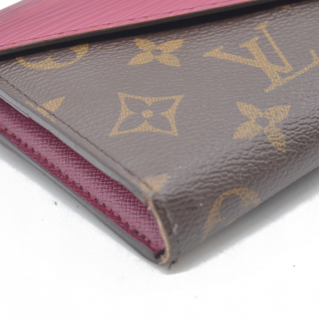 $805 Louis Vuitton Monogram Epi Marie-Lou Long Wallet Fuchsia CONSIGNMENT CA3115