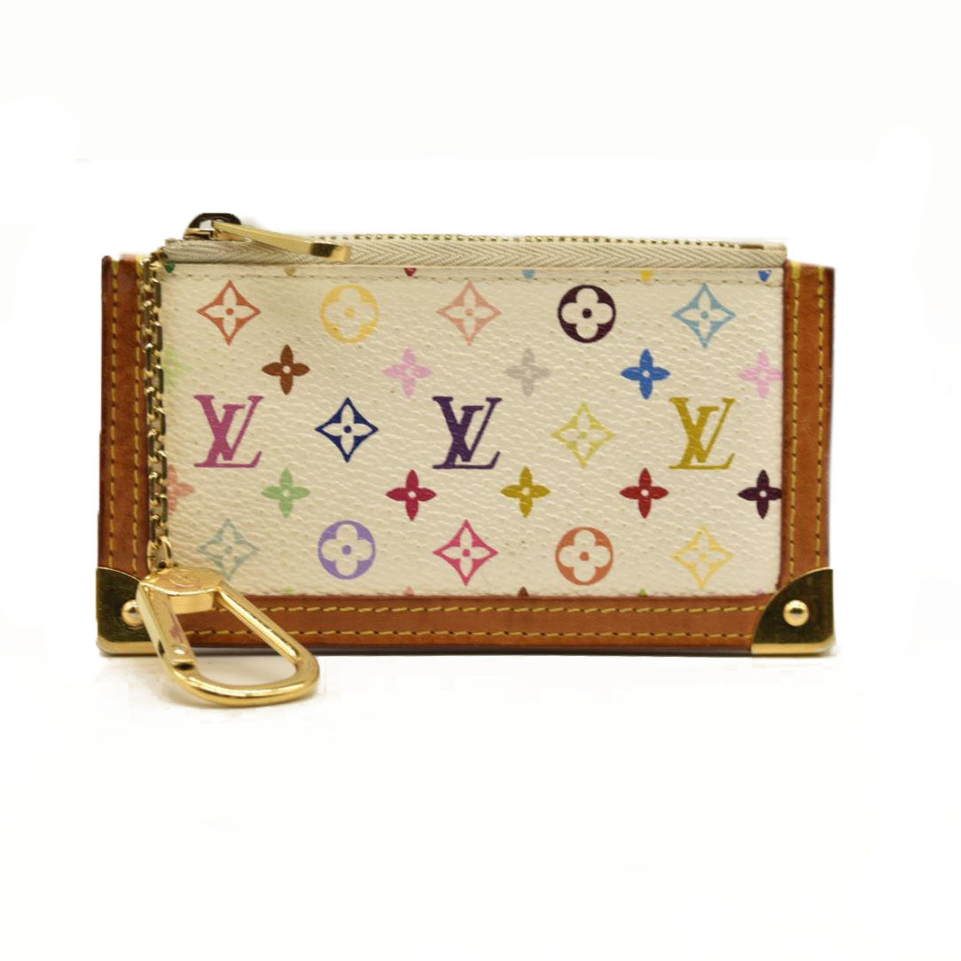 Louis Vuitton  Monogram Multicolor Key Pouch White M92655 Murakami