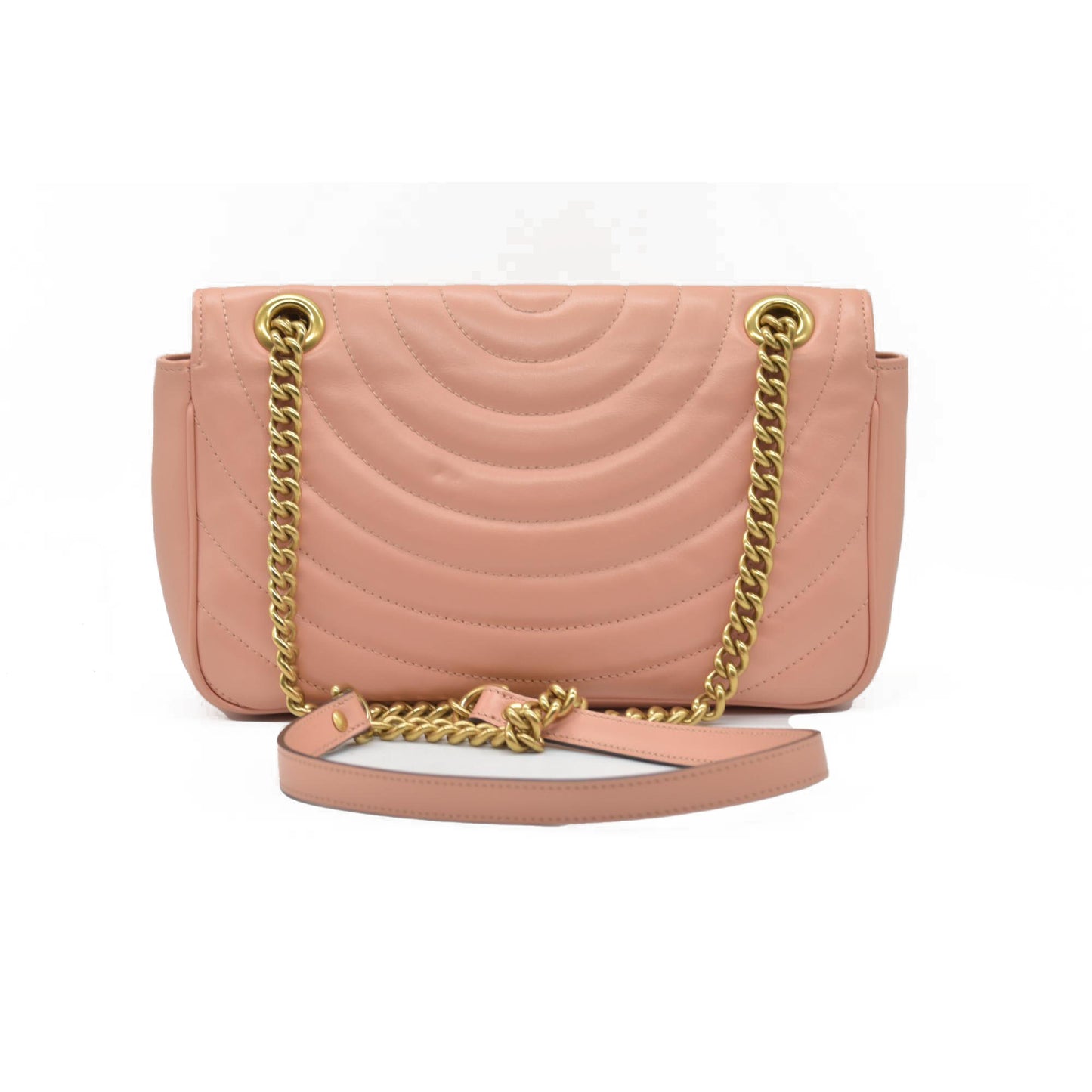 $2590 Gucci Calfskin Matelasse Small GG Marmont Shoulder Bag Perfect Pink