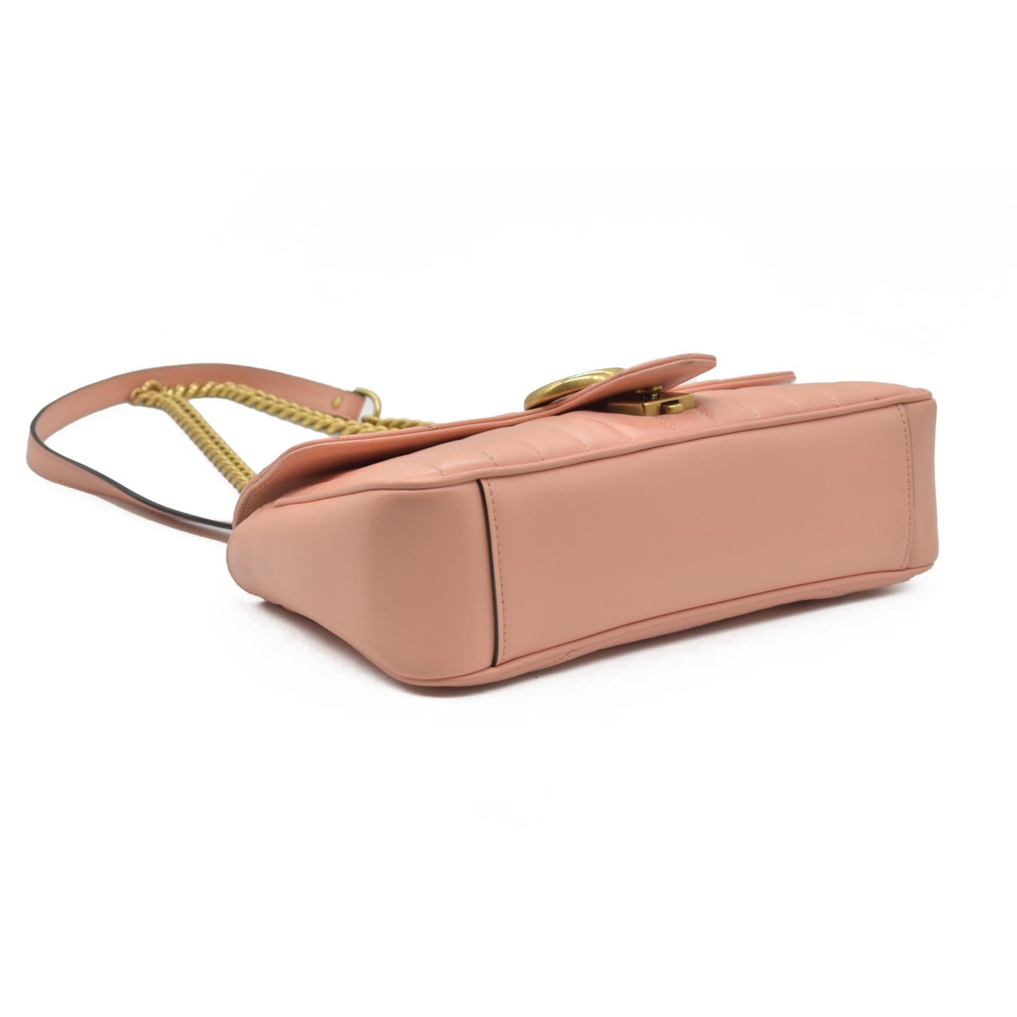 $2590 Gucci Calfskin Matelasse Small GG Marmont Shoulder Bag Perfect Pink