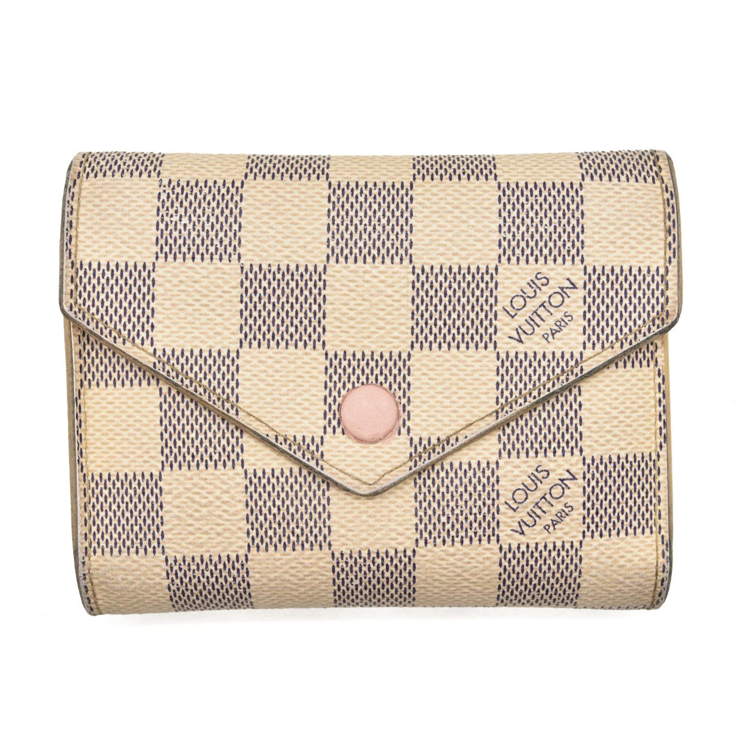 LOUIS VUITTON Damier Azur Victorine Wallet Rose Ballerine  6Y0829