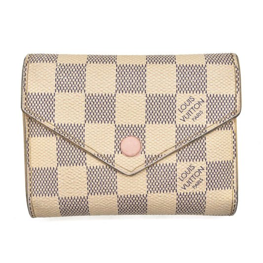 LOUIS VUITTON Damier Azur Victorine Wallet Rose Ballerine  6Y0829