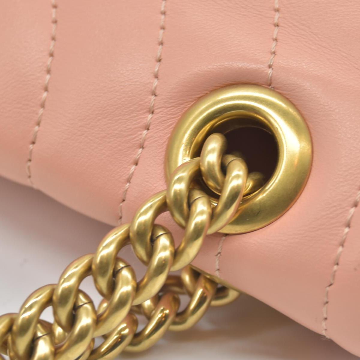 $2590 Gucci Calfskin Matelasse Small GG Marmont Shoulder Bag Perfect Pink