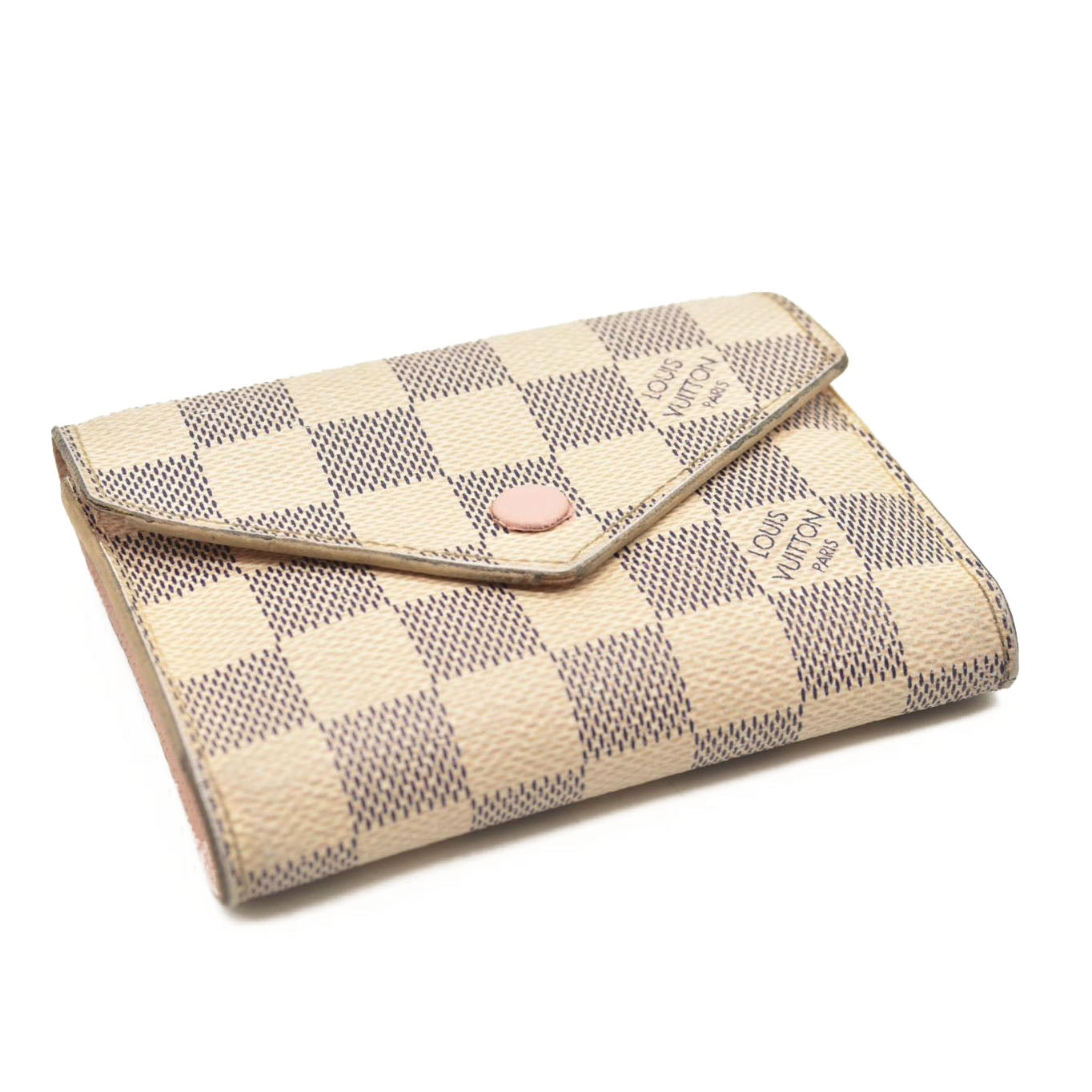 LOUIS VUITTON Damier Azur Victorine Wallet Rose Ballerine  6Y0829