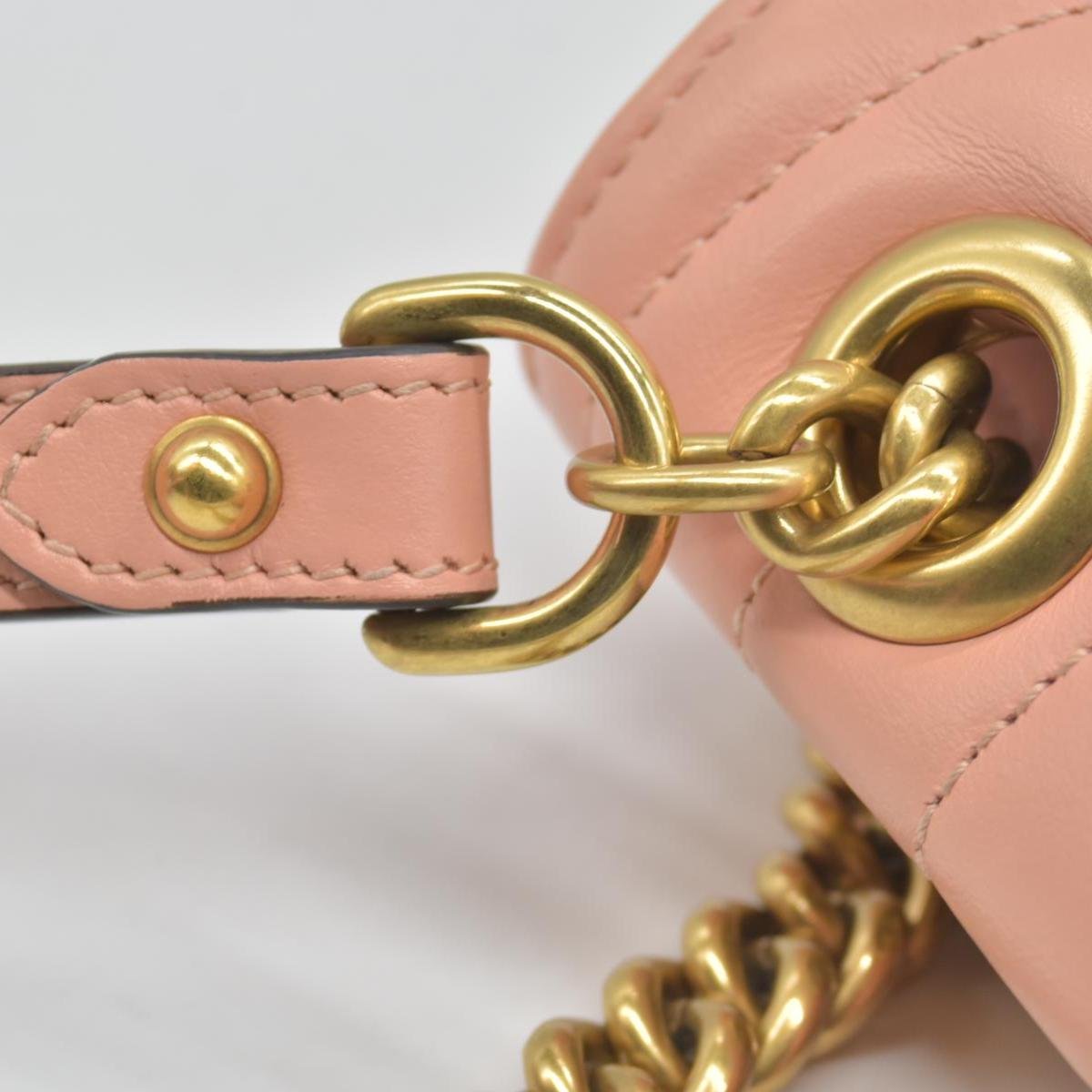 $2590 Gucci Calfskin Matelasse Small GG Marmont Shoulder Bag Perfect Pink