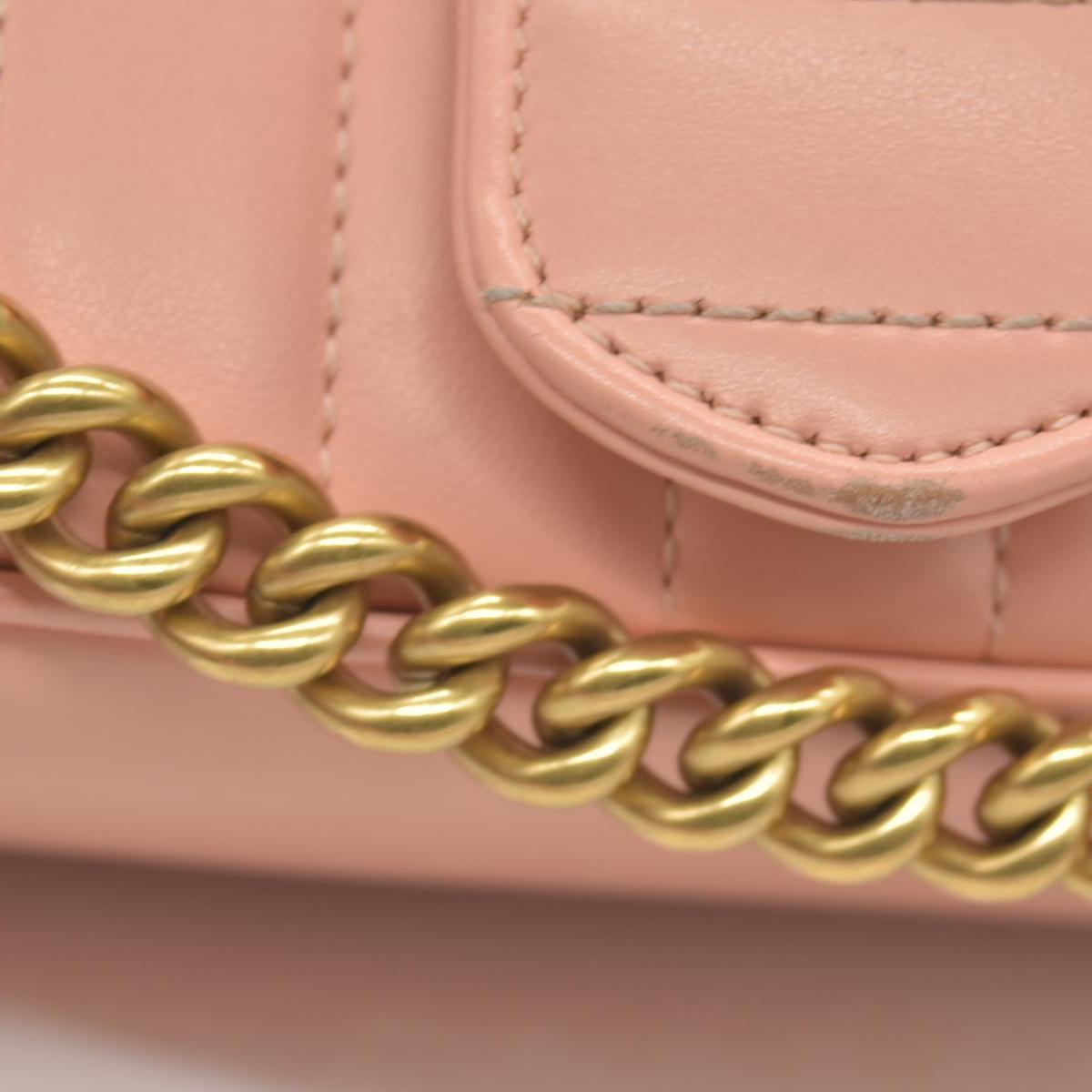 $2590 Gucci Calfskin Matelasse Small GG Marmont Shoulder Bag Perfect Pink