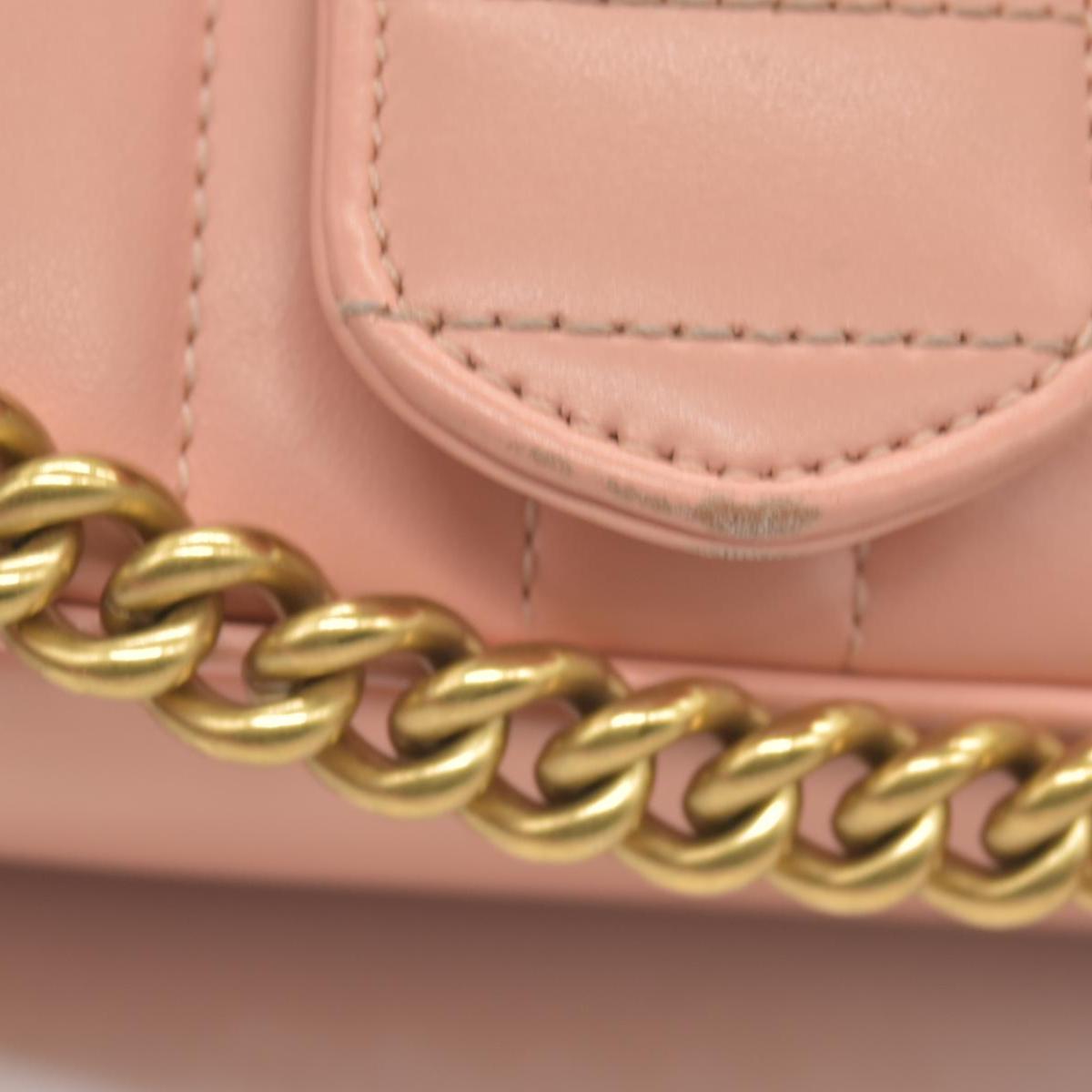 $2590 Gucci Calfskin Matelasse Small GG Marmont Shoulder Bag Perfect Pink