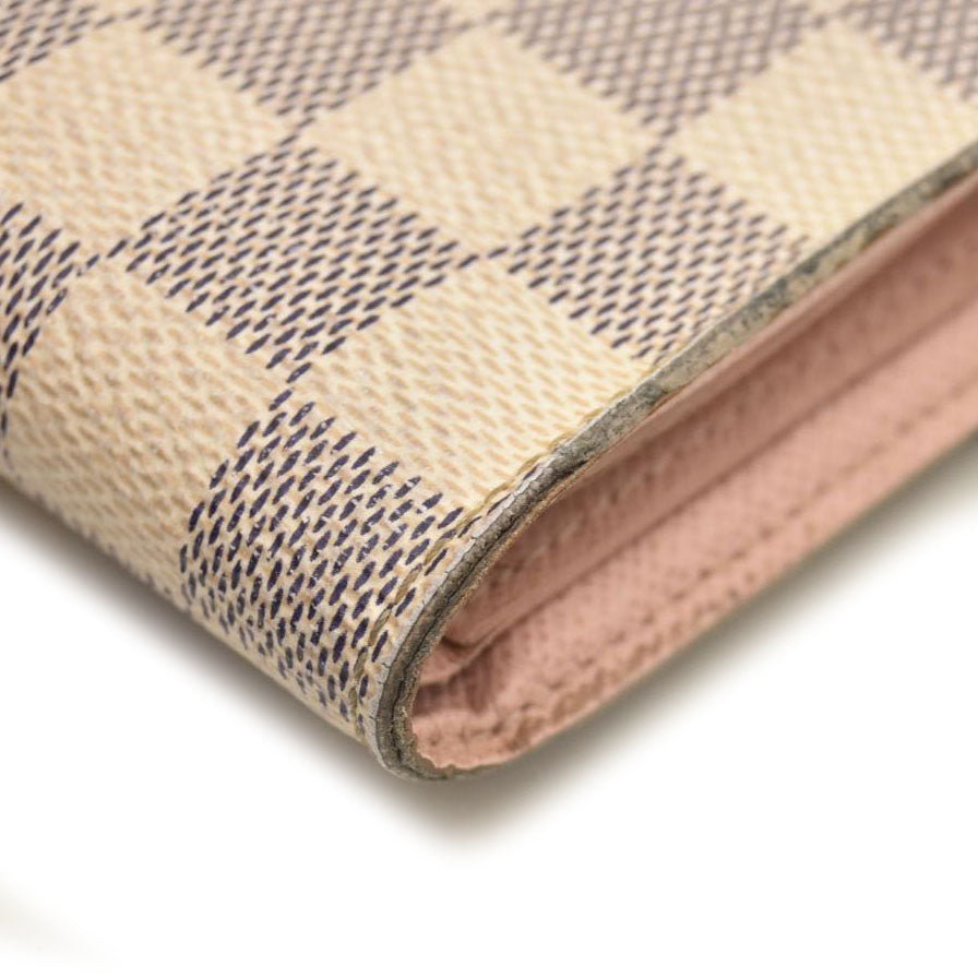 LOUIS VUITTON Damier Azur Victorine Wallet Rose Ballerine  6Y0829
