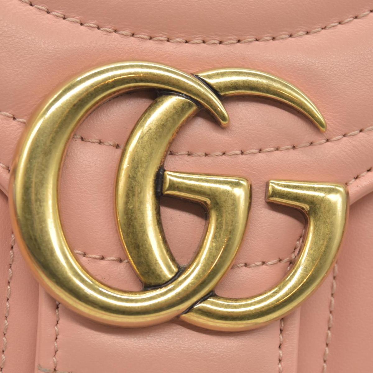 $2590 Gucci Calfskin Matelasse Small GG Marmont Shoulder Bag Perfect Pink