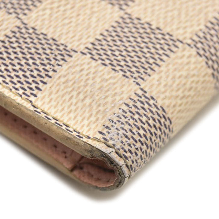 LOUIS VUITTON Damier Azur Victorine Wallet Rose Ballerine  6Y0829