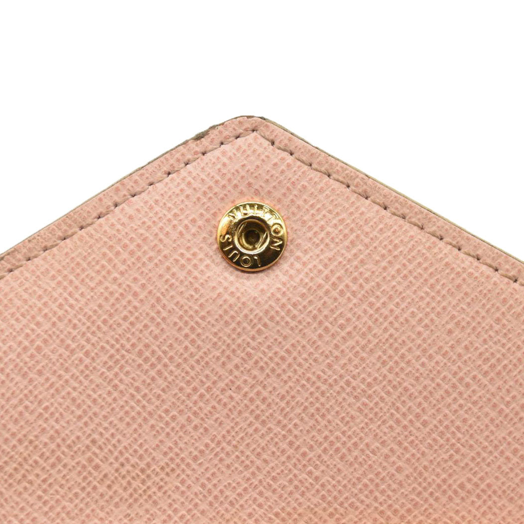 LOUIS VUITTON Damier Azur Victorine Wallet Rose Ballerine  6Y0829