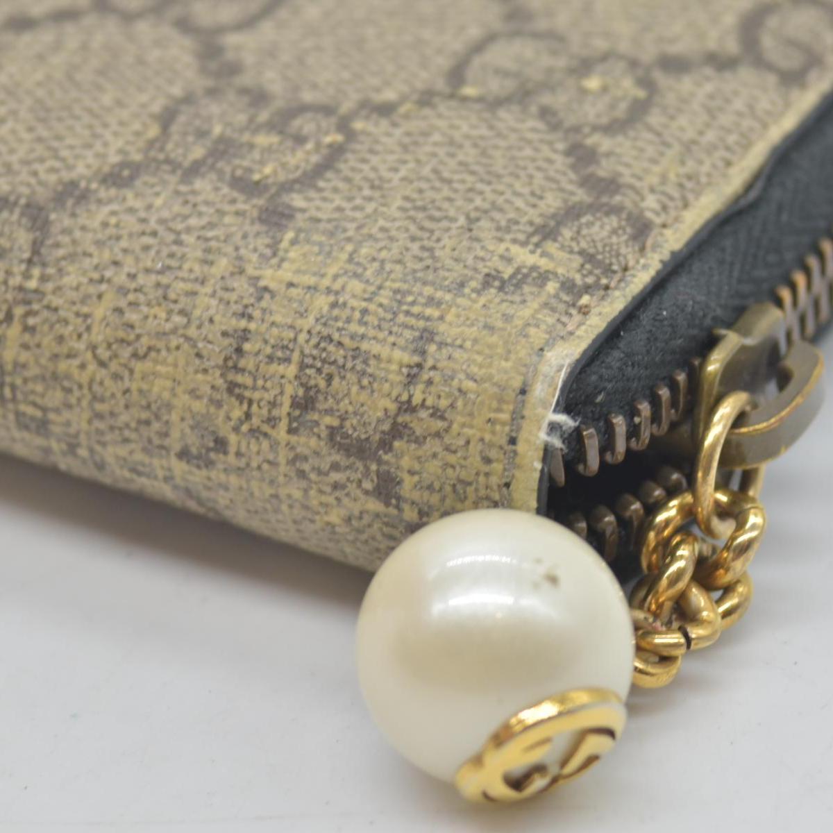 $520 GUCCI GG Supreme Pearl Zip Around Compact Zippy Wallet