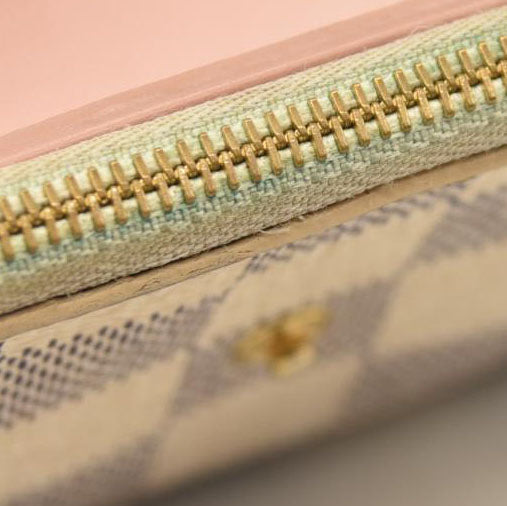 LOUIS VUITTON Damier Azur Victorine Wallet Rose Ballerine  6Y0829