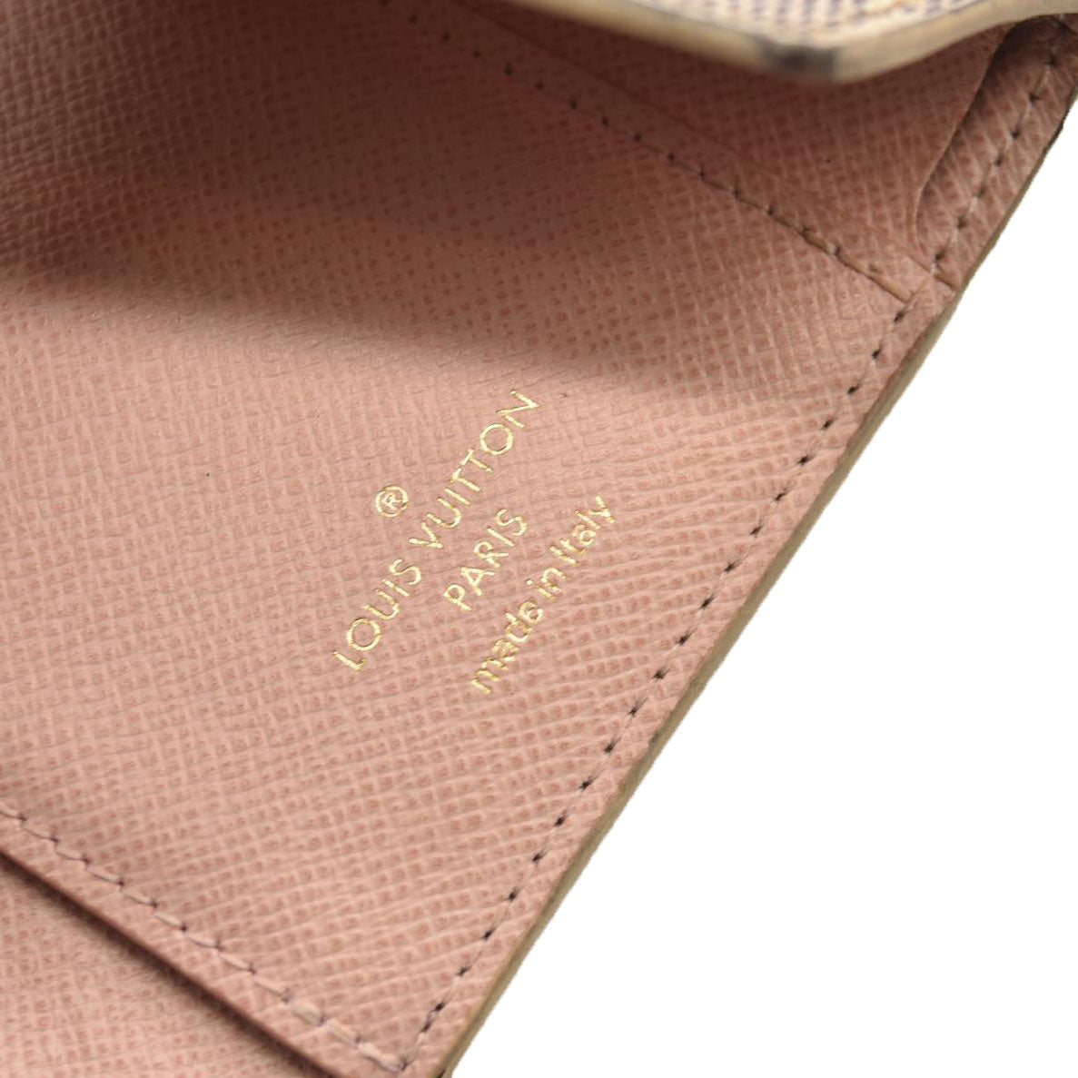 LOUIS VUITTON Damier Azur Victorine Wallet Rose Ballerine  6Y0829